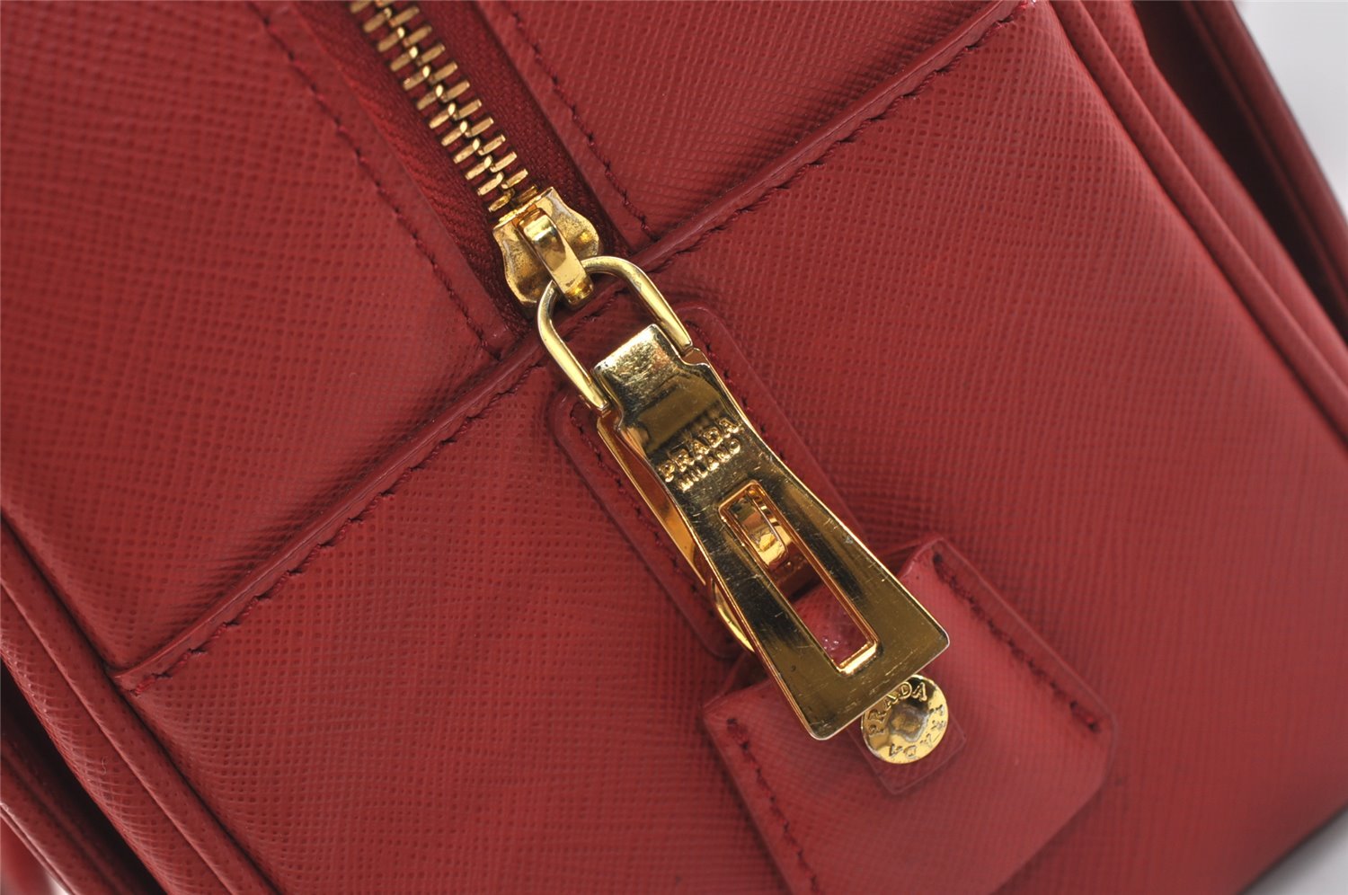 Authentic PRADA Vintage Leather Nappa Shoulder Hand Bag Purse Red 5164J
