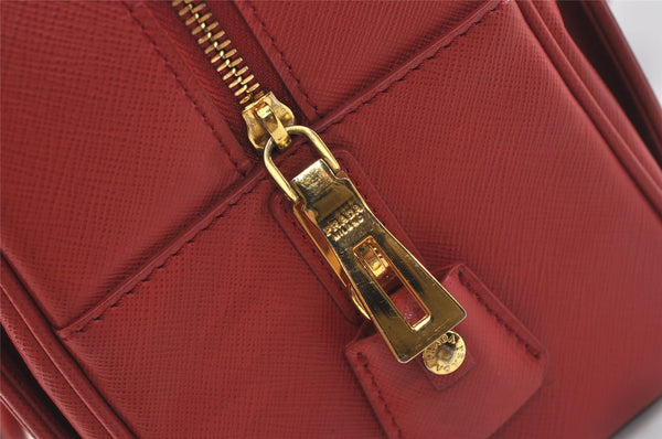 Authentic PRADA Vintage Leather Nappa Shoulder Hand Bag Purse Red 5164J