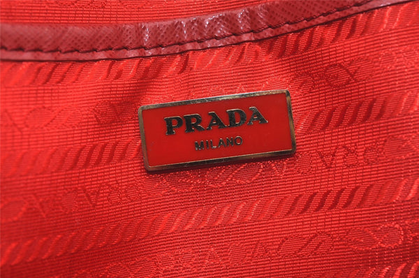 Authentic PRADA Vintage Leather Nappa Shoulder Hand Bag Purse Red 5164J