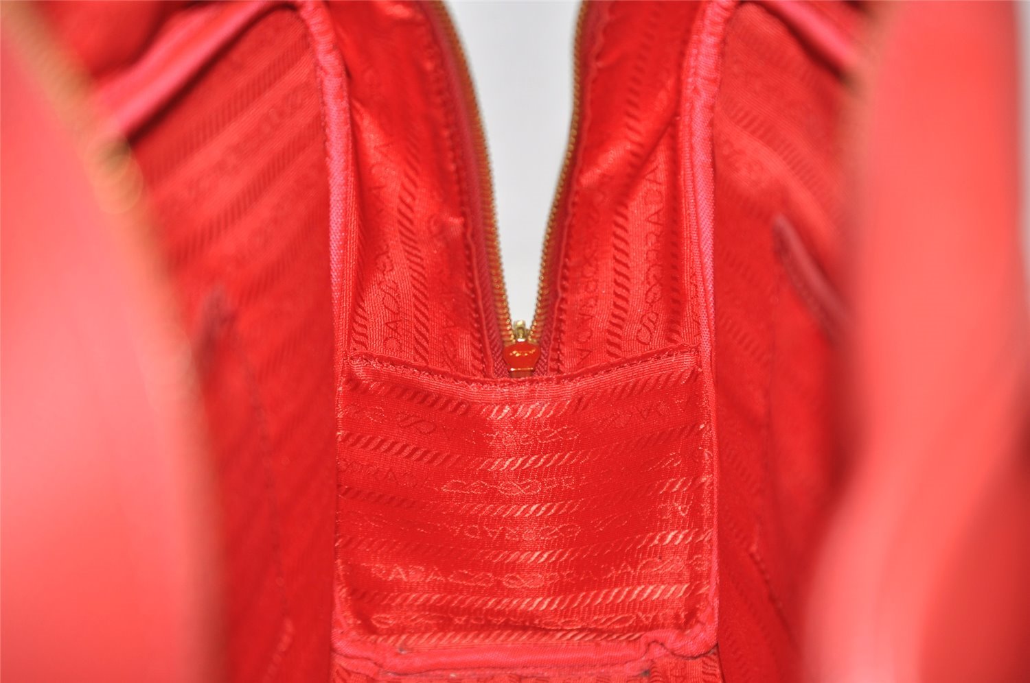 Authentic PRADA Vintage Leather Nappa Shoulder Hand Bag Purse Red 5164J