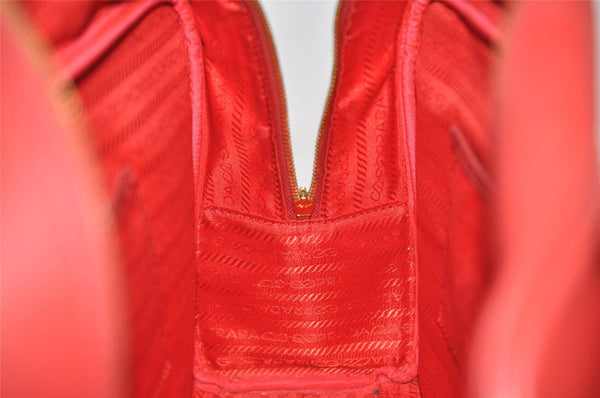 Authentic PRADA Vintage Leather Nappa Shoulder Hand Bag Purse Red 5164J