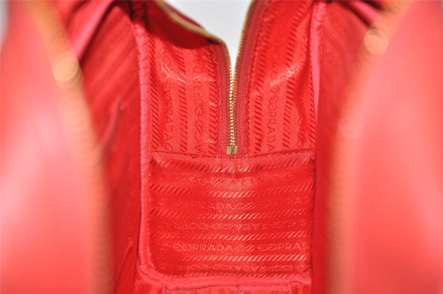 Authentic PRADA Vintage Leather Nappa Shoulder Hand Bag Purse Red 5164J