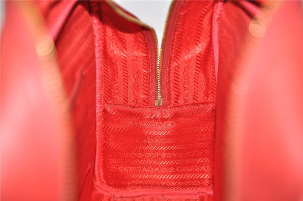 Authentic PRADA Vintage Leather Nappa Shoulder Hand Bag Purse Red 5164J