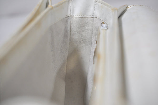 Authentic GUCCI Vintage Horsebit Shoulder Hand Bag Purse Leather White 5166I