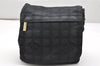Authentic CHANEL New Travel Line Shoulder Cross Bag Nylon Leather Black 5167K