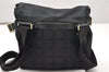 Authentic CHANEL New Travel Line Shoulder Cross Bag Nylon Leather Black 5167K