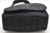 Authentic CHANEL New Travel Line Shoulder Cross Bag Nylon Leather Black 5167K