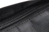 Authentic CHANEL New Travel Line Shoulder Cross Bag Nylon Leather Black 5167K