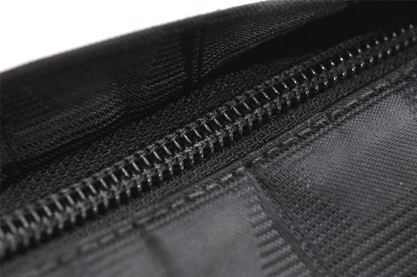 Authentic CHANEL New Travel Line Shoulder Cross Bag Nylon Leather Black 5167K