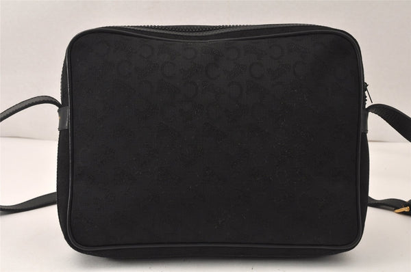 Authentic CELINE C Macadam Blason Shoulder Bag Purse Canvas Leather Black 5168K