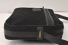 Authentic CELINE C Macadam Blason Shoulder Bag Purse Canvas Leather Black 5168K