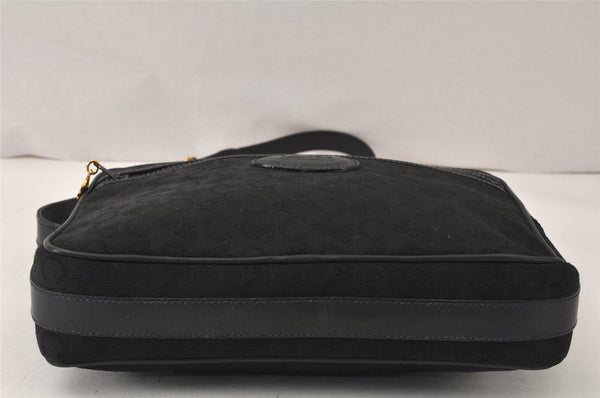 Authentic CELINE C Macadam Blason Shoulder Bag Purse Canvas Leather Black 5168K