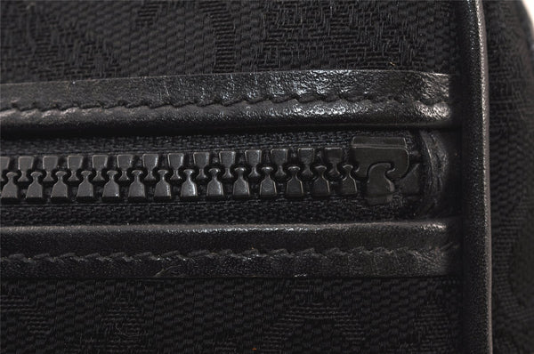 Authentic CELINE C Macadam Blason Shoulder Bag Purse Canvas Leather Black 5168K
