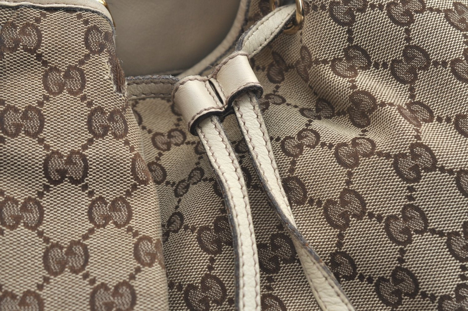 Authentic GUCCI Bamboo Tassel Tote Bag GG Canvas Leather 170206 Brown 5169I