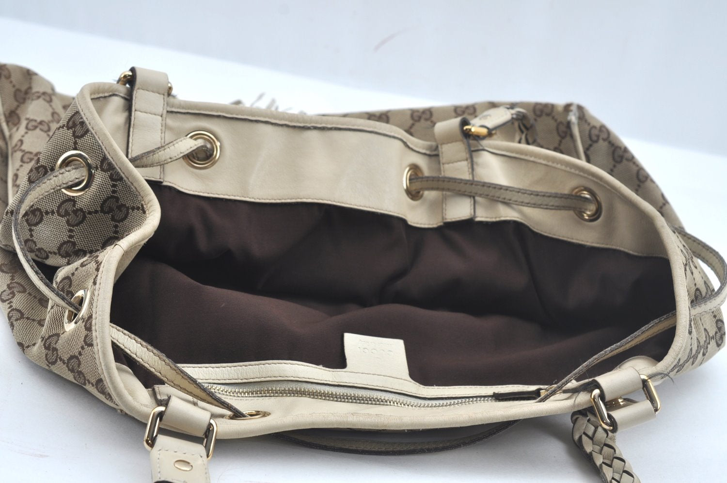 Authentic GUCCI Bamboo Tassel Tote Bag GG Canvas Leather 170206 Brown 5169I