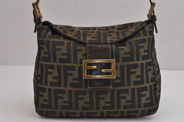 Authentic FENDI Vintage Zucca Shoulder Hand Bag Canvas Leather Brown 5169J