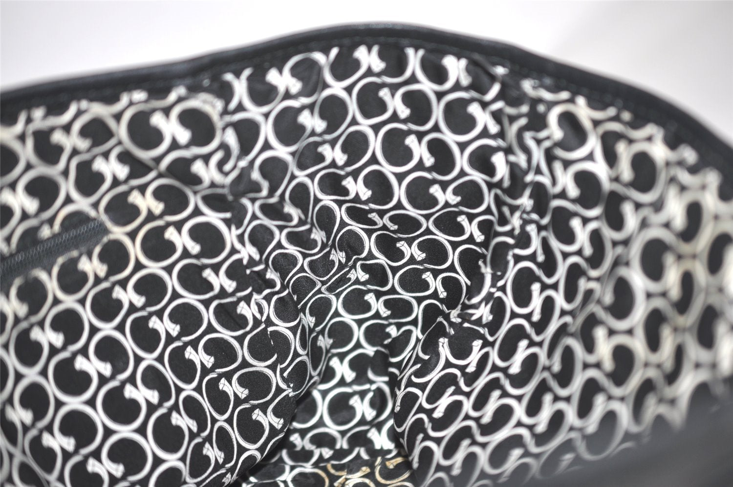 Authentic GUCCI Vintage Hand Tote Bag Purse Canvas Leather 264221 Black 5170I