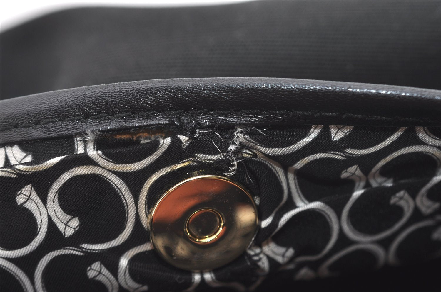 Authentic GUCCI Vintage Hand Tote Bag Purse Canvas Leather 264221 Black 5170I