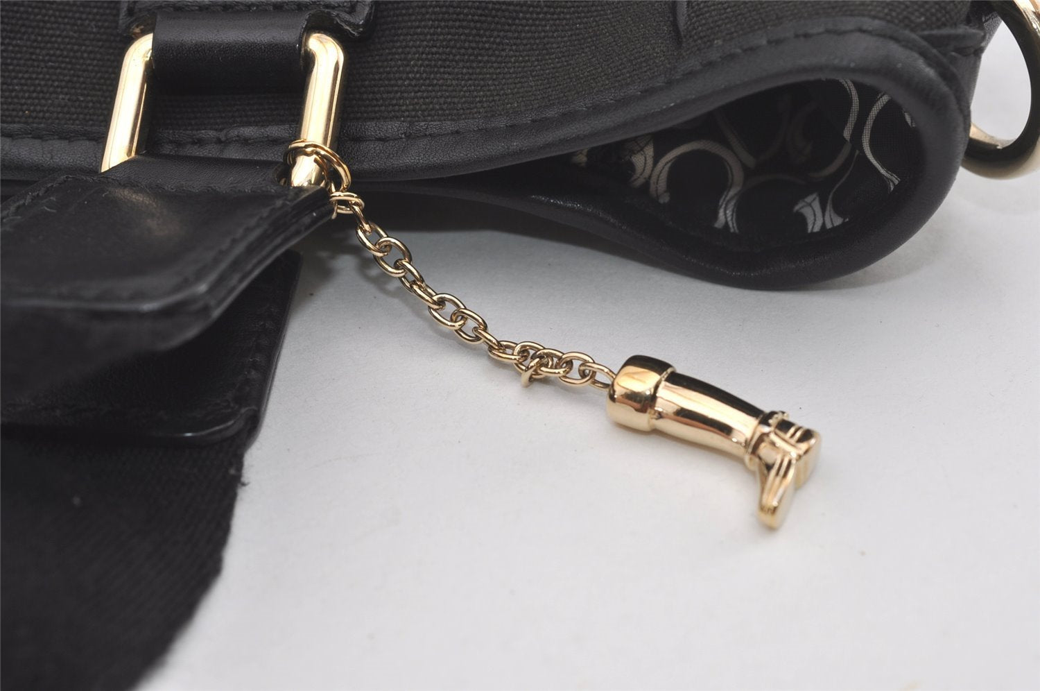 Authentic GUCCI Vintage Hand Tote Bag Purse Canvas Leather 264221 Black 5170I