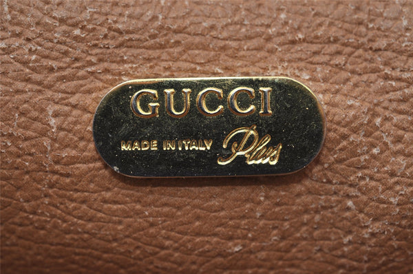 Authentic GUCCI GG Plus Shoulder Cross Body Bag GG PVC Leather Brown Junk 5171I