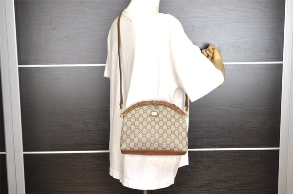 Authentic GUCCI GG Plus Shoulder Cross Body Bag GG PVC Leather Brown Junk 5171I