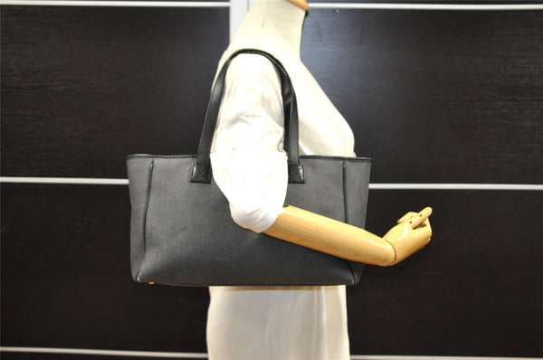 Authentic GUCCI Vintage Shoulder Tote Bag Canvas Leather 264216 Gray 5172I