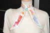 Authentic HERMES Twilly Scarf Silk "Chevaloscope Pointille" White Box 5172K