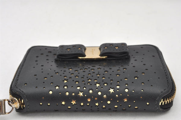 Authentic Salvatore Ferragamo Vara Star Coin Purse Wallet Leather Black SF 5173K