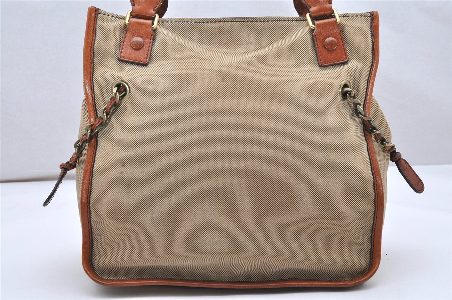 Authentic Chloe Harley Canvas Leather Shoulder Tote Bag Beige Brown 5174K