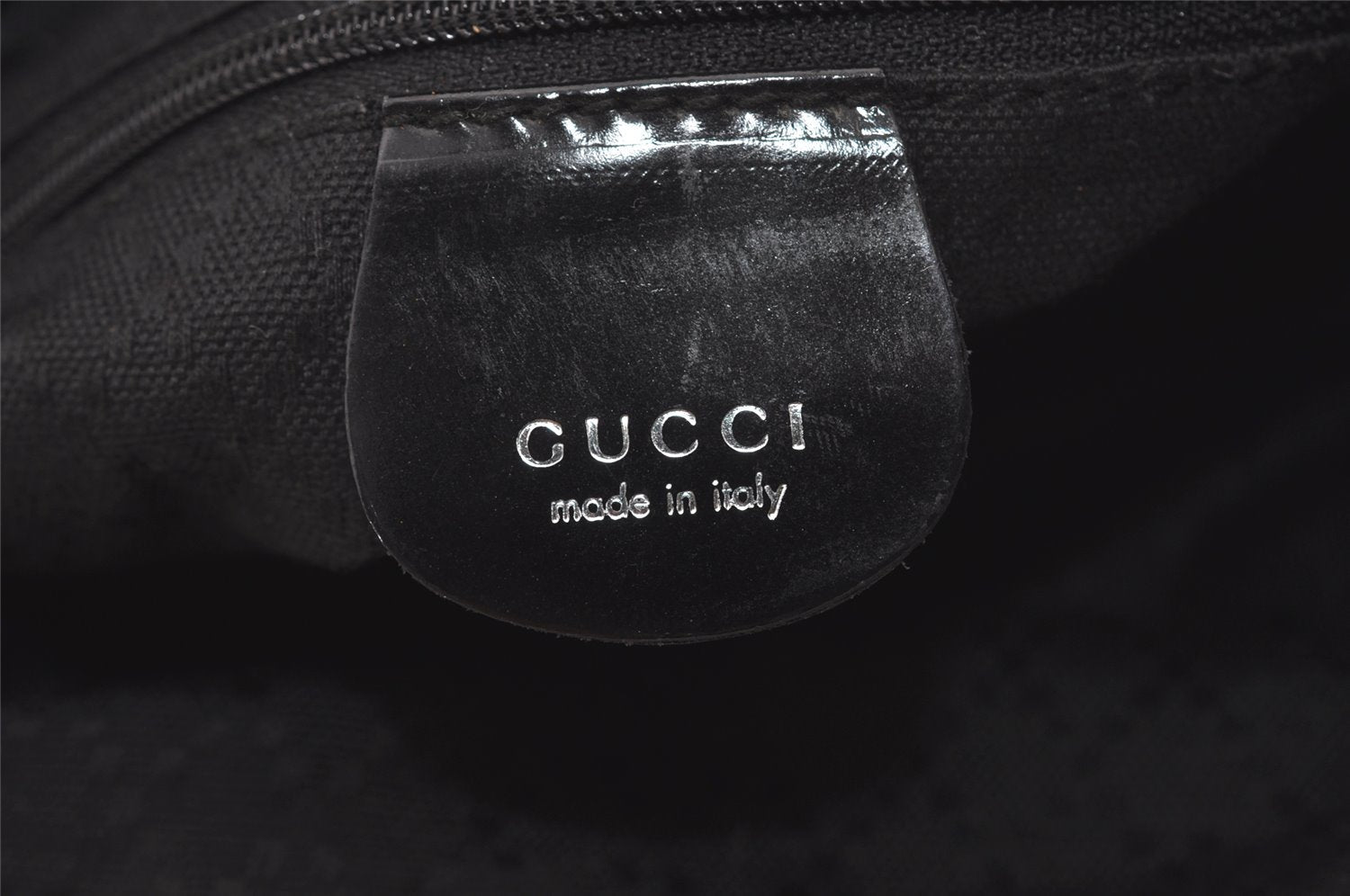 Authentic GUCCI Vintage Bamboo 2Way Hand Shoulder Bag Nylon Leather Black 5176I