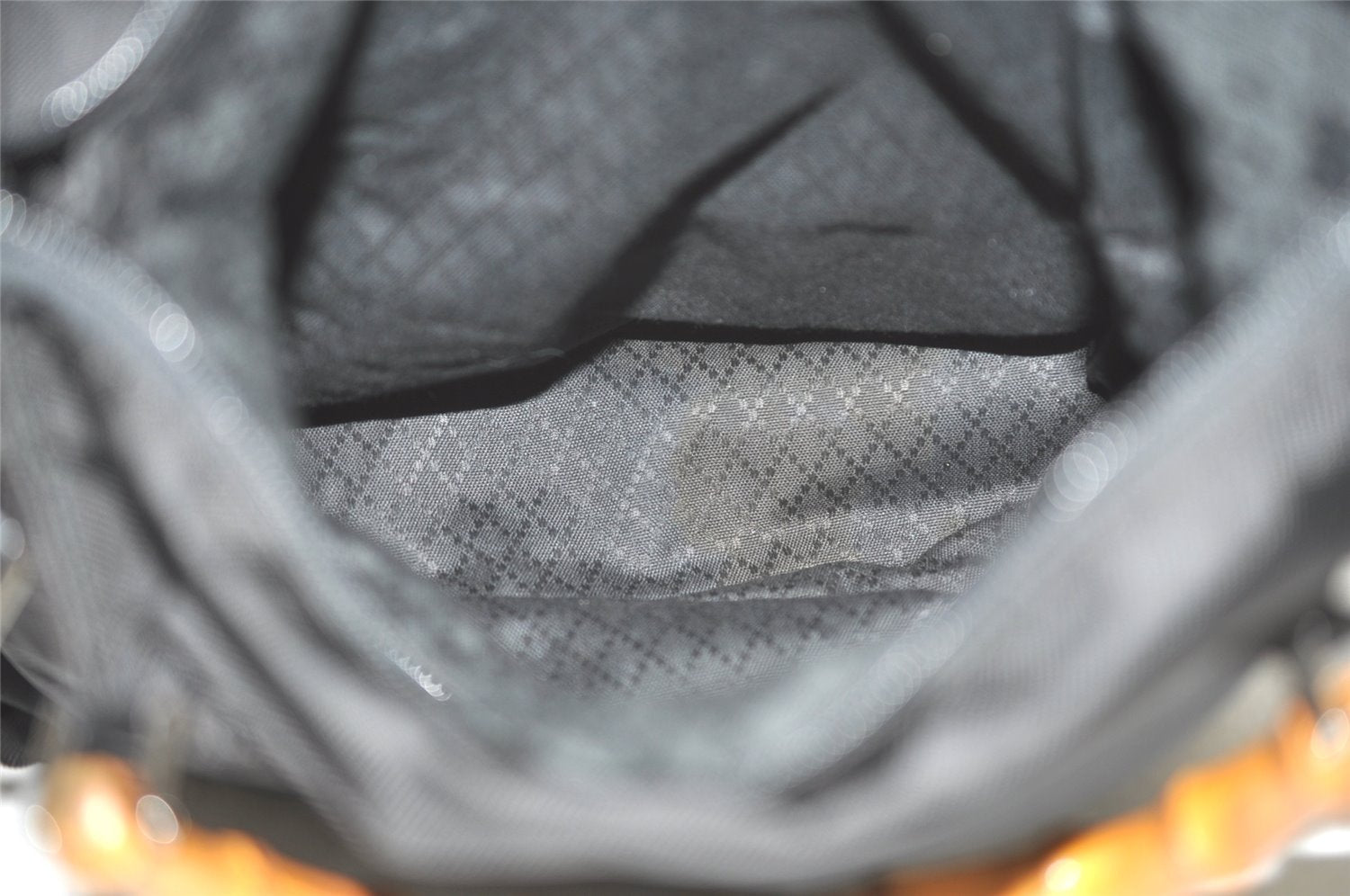 Authentic GUCCI Vintage Bamboo 2Way Hand Shoulder Bag Nylon Leather Black 5176I