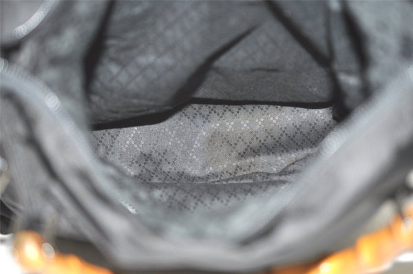 Authentic GUCCI Vintage Bamboo 2Way Hand Shoulder Bag Nylon Leather Black 5176I