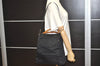 Authentic GUCCI Vintage Bamboo 2Way Hand Shoulder Bag Nylon Leather Black 5176I