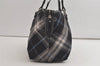 Authentic BURBERRY BLUE LABEL Check Shoulder Tote Bag Nylon Leather Black 5176K