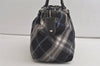 Authentic BURBERRY BLUE LABEL Check Shoulder Tote Bag Nylon Leather Black 5176K