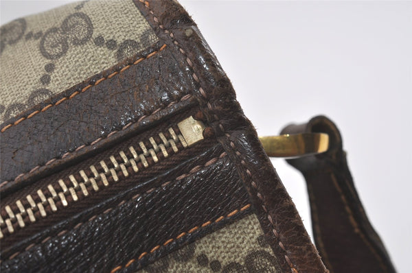 Authentic GUCCI Vintage Shoulder Cross Body Bag Purse GG PVC Leather Brown 5177I