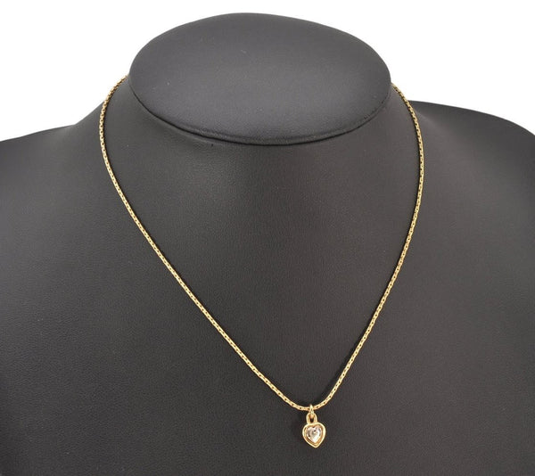 Authentic Christian Dior Gold Tone Heart Bijou Chain Pendant Necklace CD 5177K