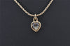 Authentic Christian Dior Gold Tone Heart Bijou Chain Pendant Necklace CD 5177K