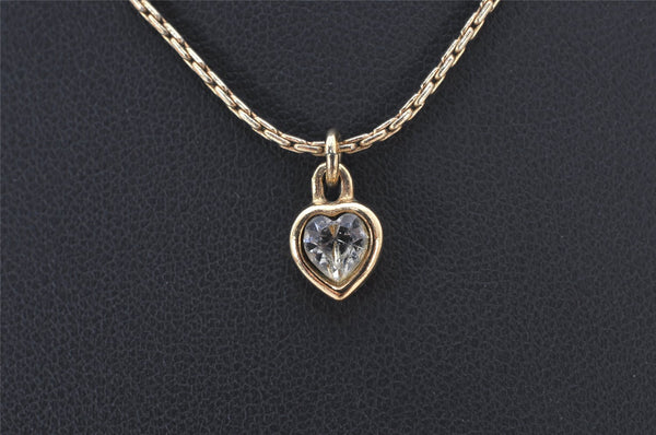 Authentic Christian Dior Gold Tone Heart Bijou Chain Pendant Necklace CD 5177K