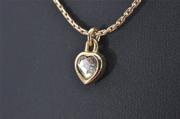 Authentic Christian Dior Gold Tone Heart Bijou Chain Pendant Necklace CD 5177K