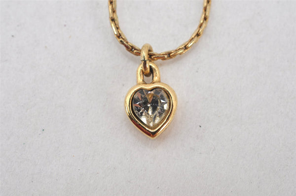 Authentic Christian Dior Gold Tone Heart Bijou Chain Pendant Necklace CD 5177K