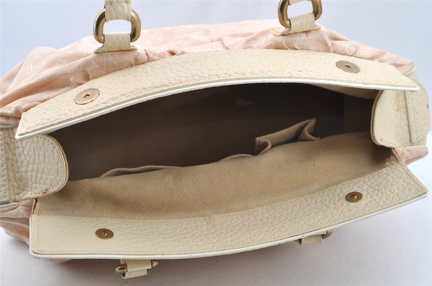 Authentic Louis Vuitton Monogram Mini Lin Trapeze GM Hand Bag M40064 Pink 5181I