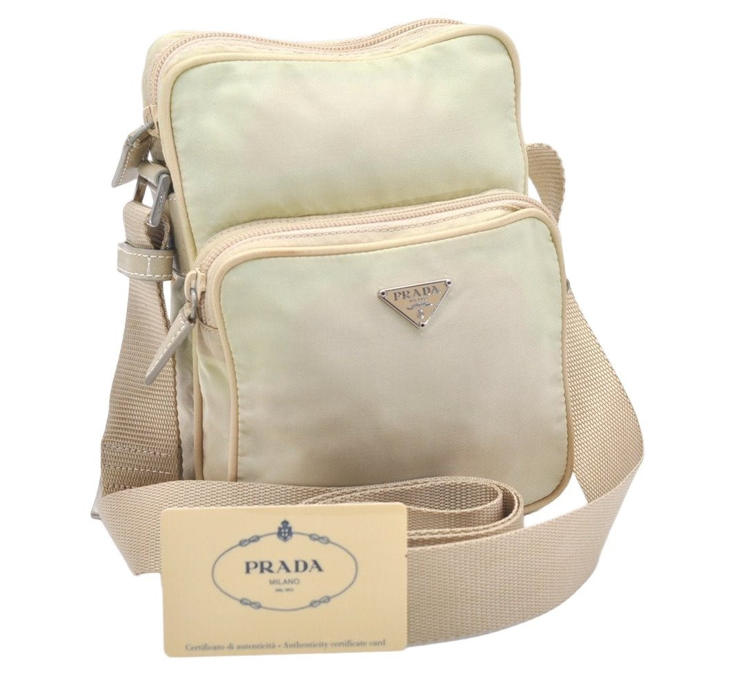 Authentic PRADA VELA SPORT Nylon Tessuto Leather Shoulder Bag BT0169 White 5182K