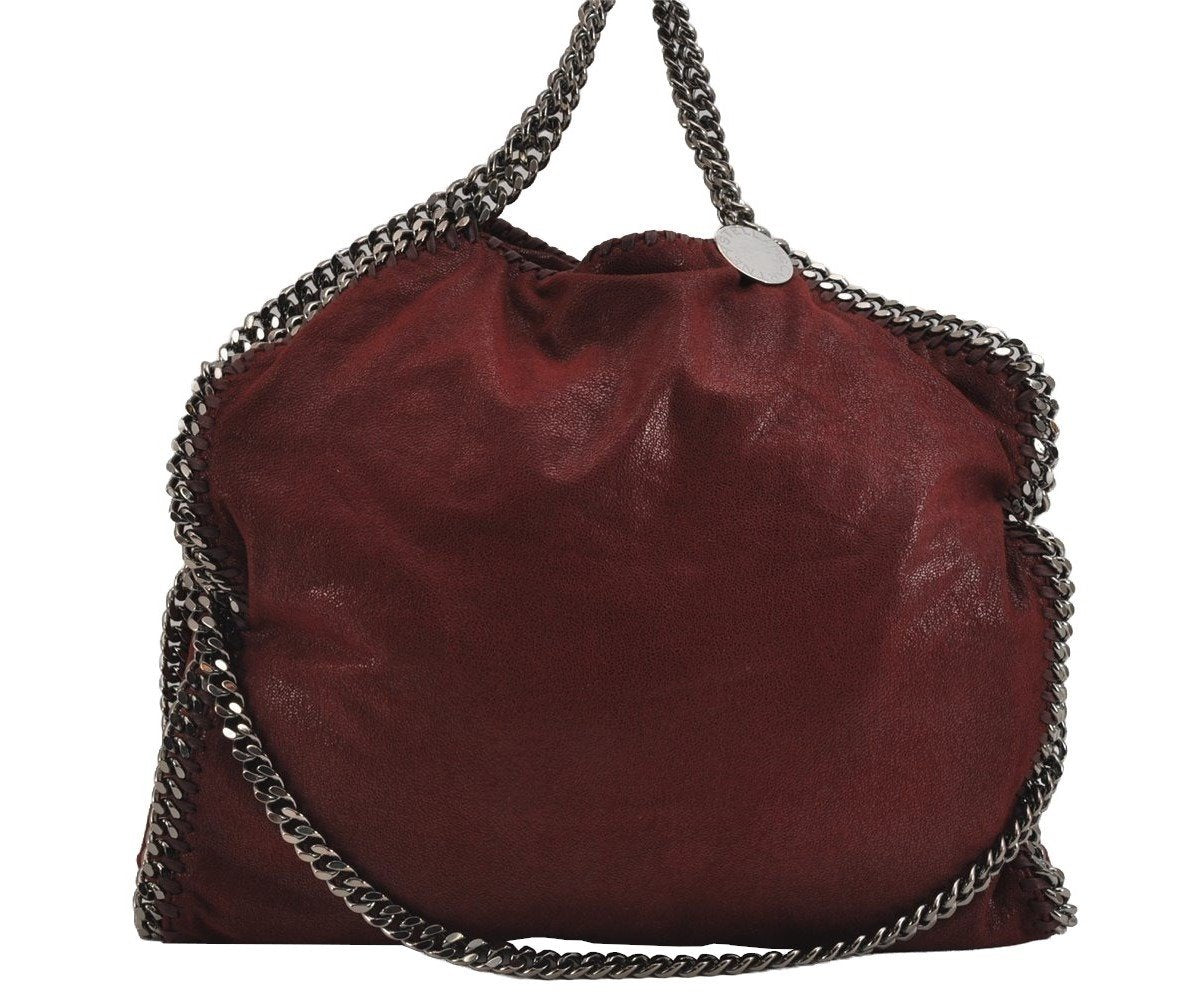 Authentic Stella McCartney Falabella Shoulder Hand Bag Leather Bordeaux 5183J