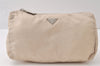 Authentic PRADA Vintage VELA Nylon Tessuto Leather Pouch Purse MV12 White 5183K