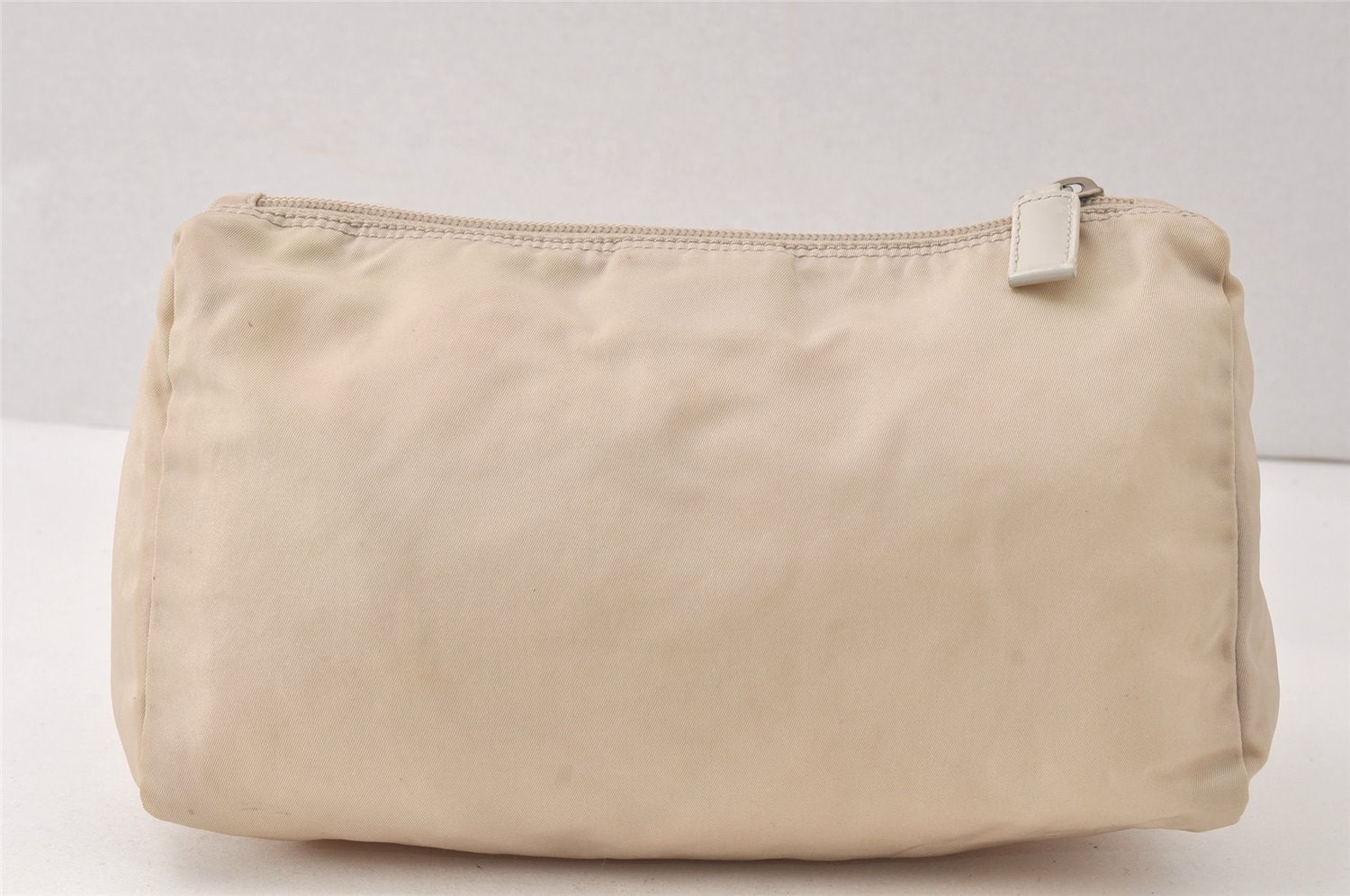 Authentic PRADA Vintage VELA Nylon Tessuto Leather Pouch Purse MV12 White 5183K