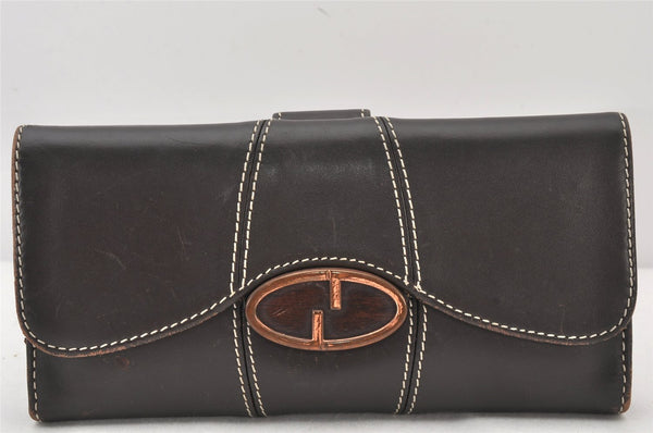 Authentic GUCCI Vintage Long Wallet Purse Leather 126128 Brown 5184K