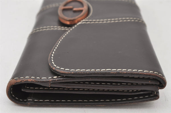 Authentic GUCCI Vintage Long Wallet Purse Leather 126128 Brown 5184K