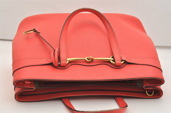 Authentic GUCCI Horsebit 2Way Shoulder Tote Bag Leather 319795 Red 5185J