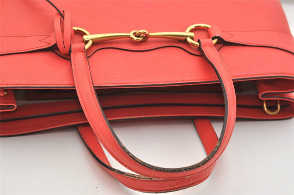 Authentic GUCCI Horsebit 2Way Shoulder Tote Bag Leather 319795 Red 5185J